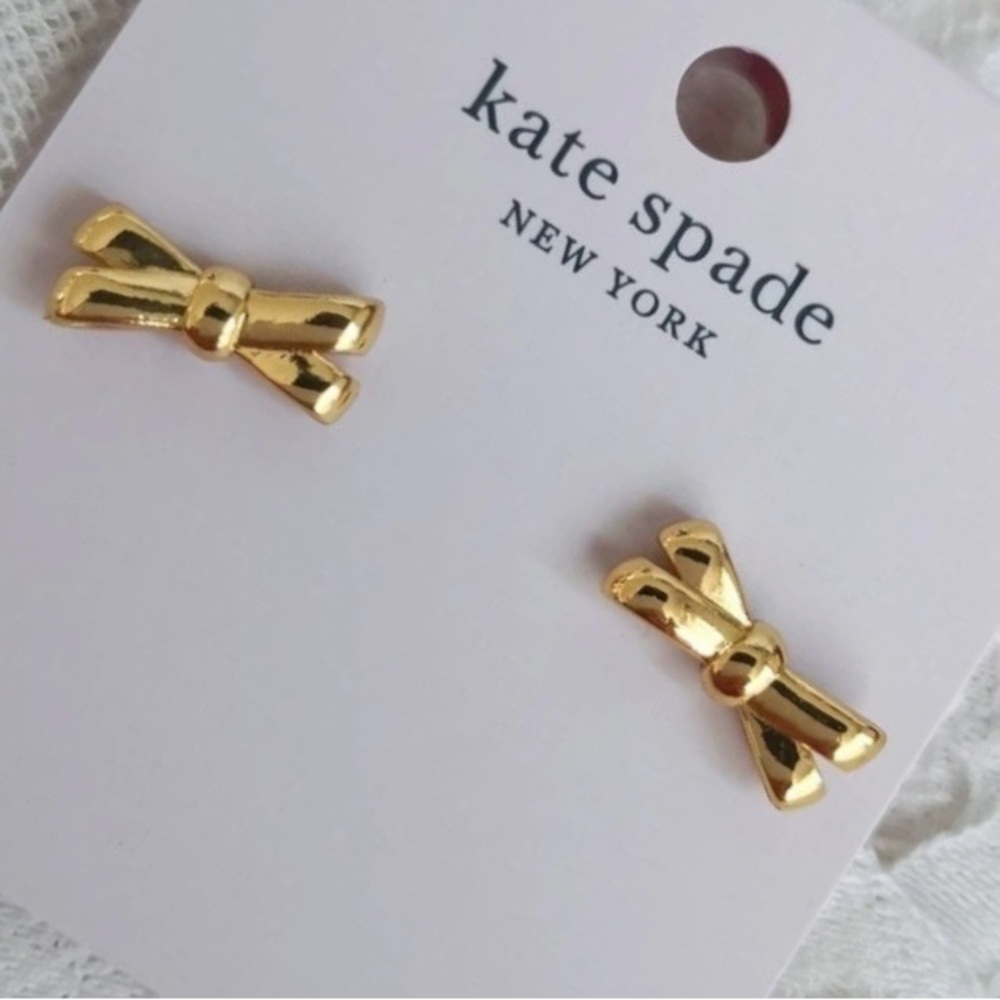 kate spade gold bow stud earrings NWT - Picture 6 of 8